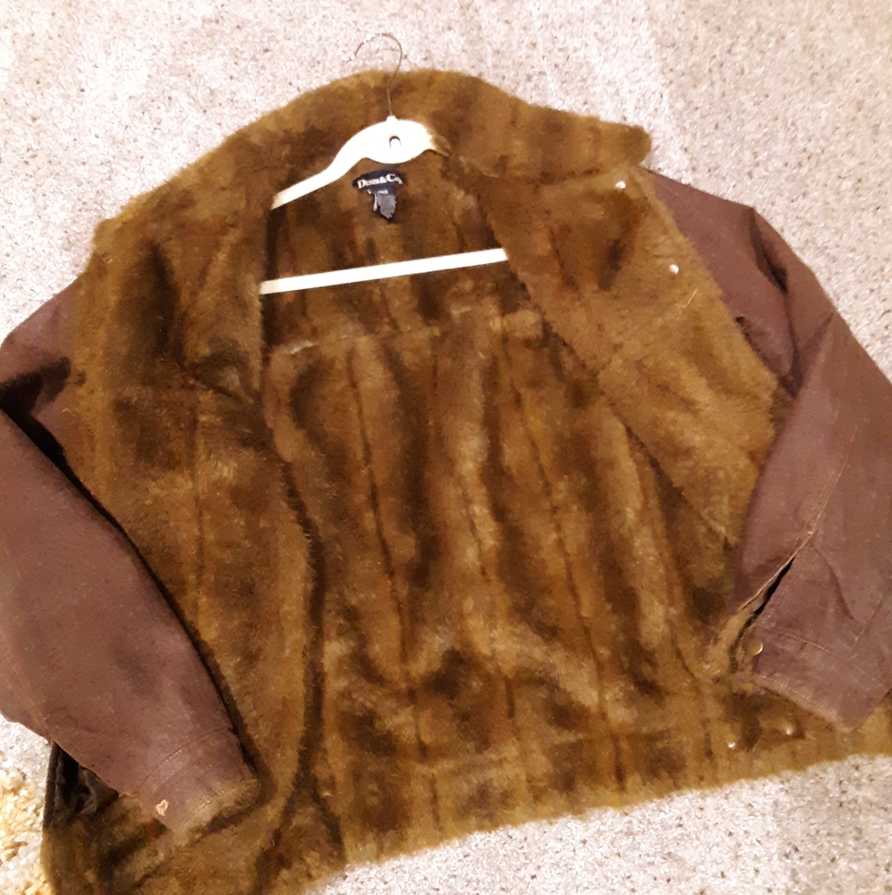 Denim jacket with "fur" lining